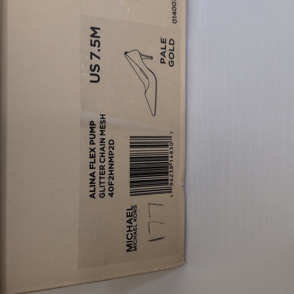 Michael Kors 7.5 Alina Flex Pump Pale Gold Glitter Chain Mesh Heels, NEW - Picture 2 of 11